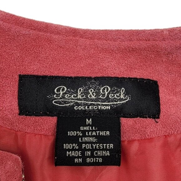 Peck & Peck 100% Leather Womens Quilted Suede Zip Front Vest Size M - Picture 5 of 6